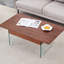Table basse à plateau relevable avec décoration en grain de bois foncé, pieds stables et fonction d'autocollant polyvalent, cadre en verre trempé-627812011