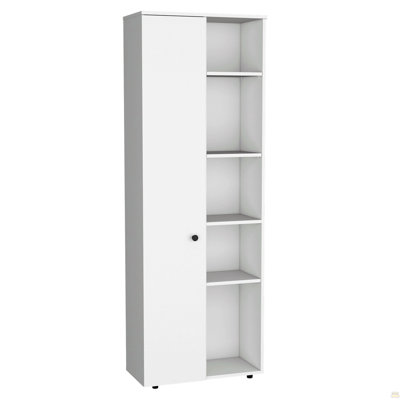 67" H Kitchen Storage Cabinet With One Door, Five Interior Shelves And Five Exterior Shelves