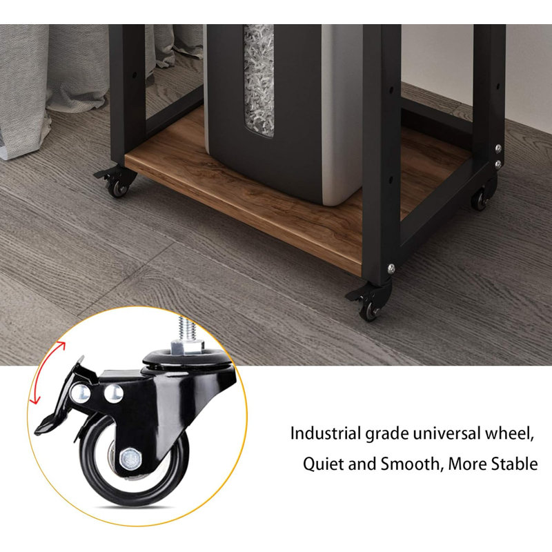 Black 3-Tier Adjustable Printer Stand with Storage Shelves