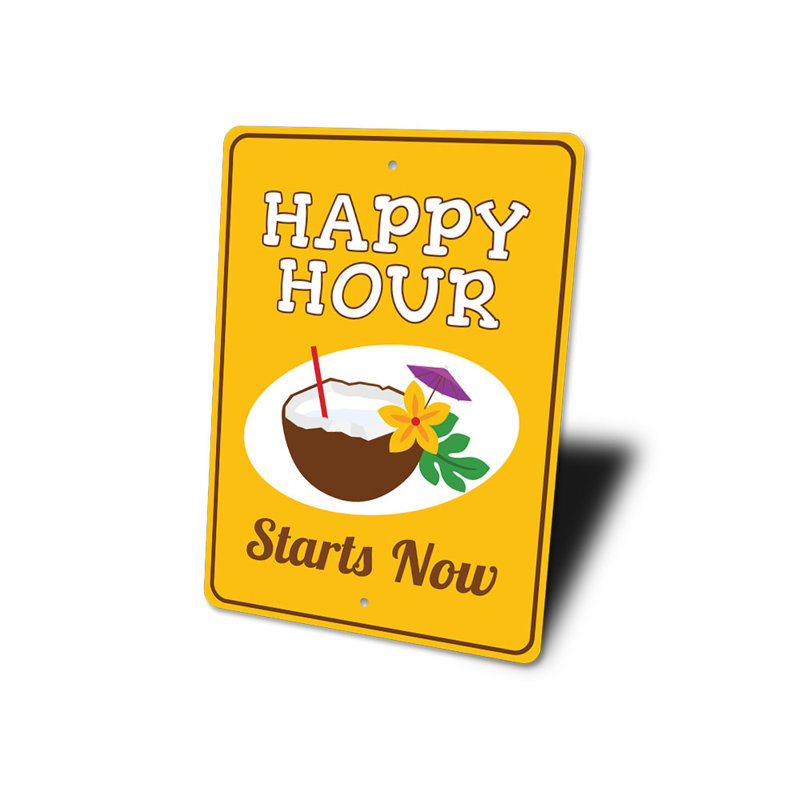 Panneau Happy Hour en aluminium, H 18 po x l 12 po x P 0,06 po
