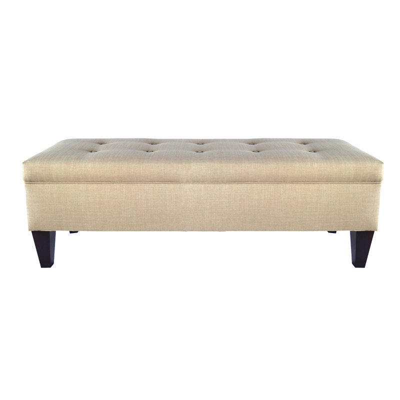 Gaither Polyester Upholstered Storage Bench, Beige