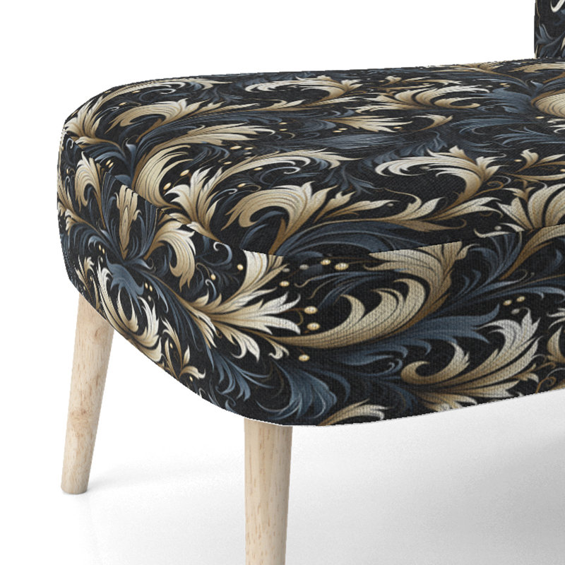 Chaise d'appoint rembourrée damassée noire et grise