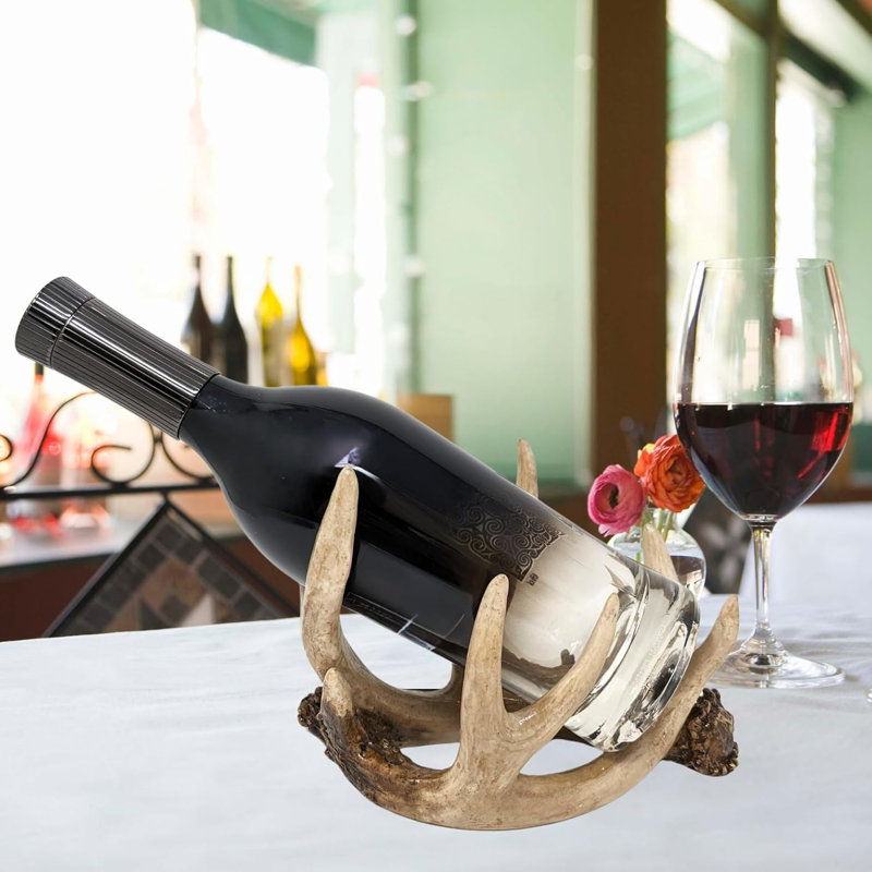 Porte-bouteille de vin en bois de cerf rustique