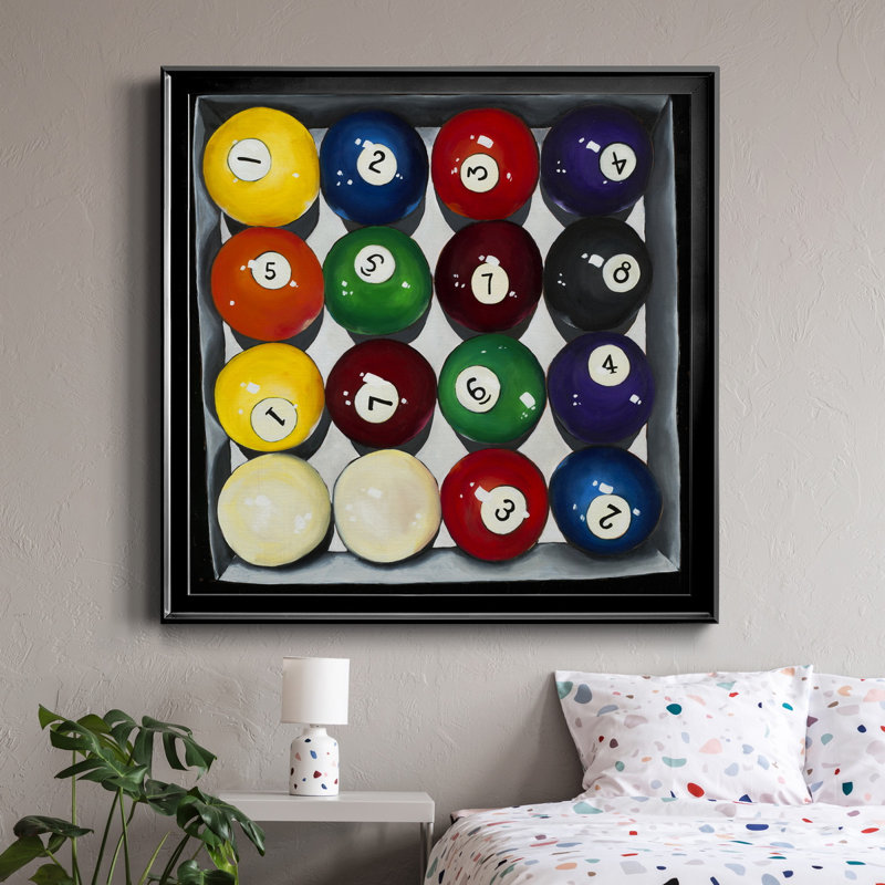 Retro Billiards - Reproduction d'art graphique sur toile encadrée, Blanc, H 34,5 po x l 34,5 po x P 1,5 po