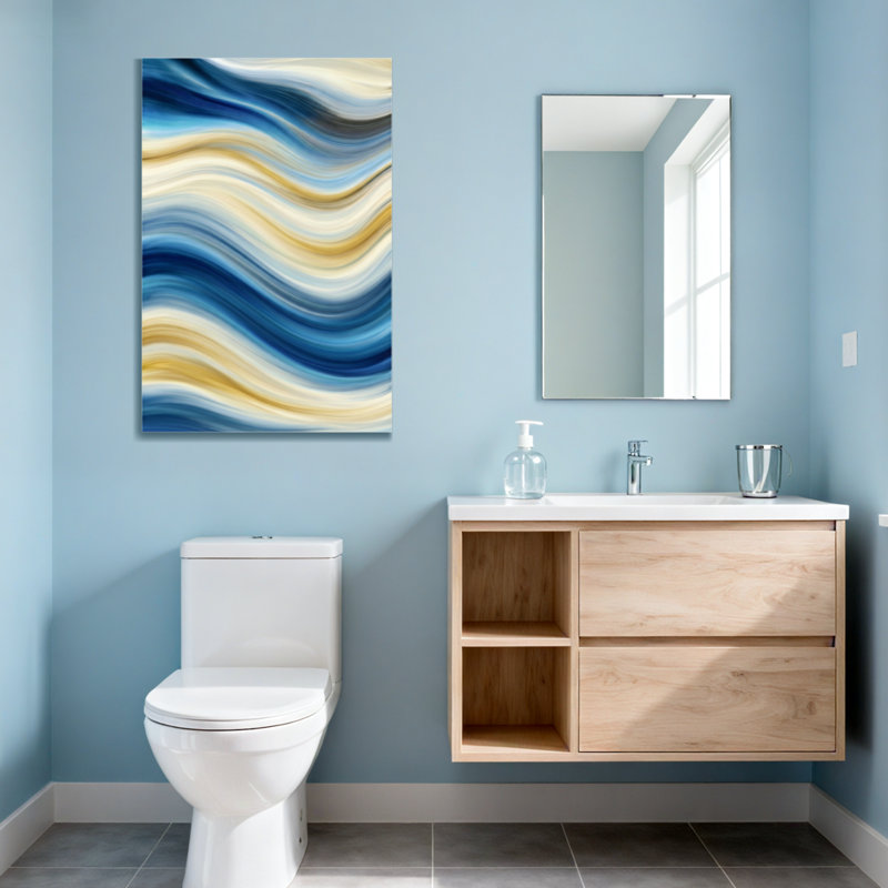 Abstract Blue And Gold Wavy Abstract Pattern