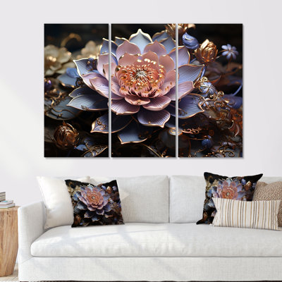 «Enchanted Lotus Waters III», ensemble d'art mural lotus