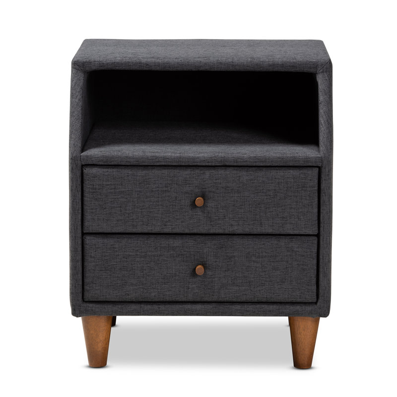 Table de chevet 2 tiroirs Hentrich, Gris anthracite