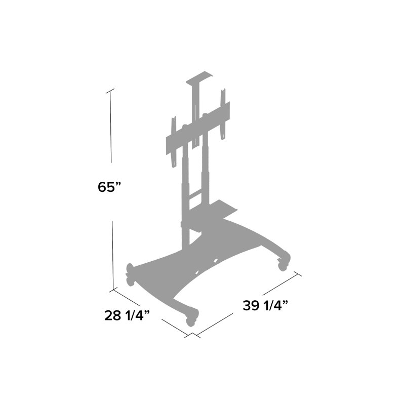Black Adjustable Height Metal TV Stand with Wheels