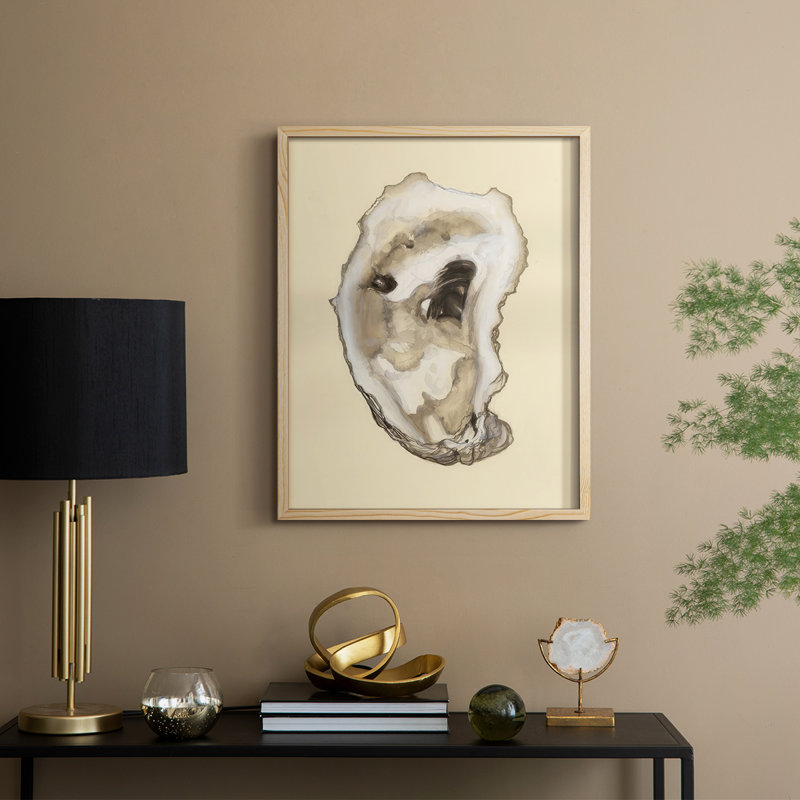 Impression encadrée sépia Oysters II - bois massif, H 11 po x l 9 po, Naturel