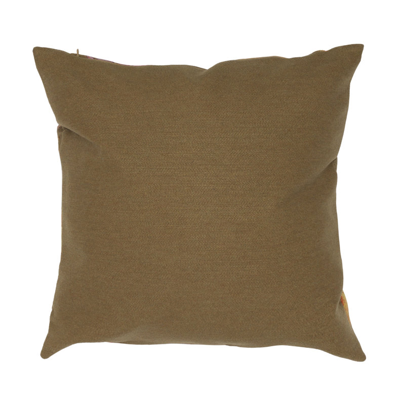20" Square Caramel and Orange Polyester Leaf Toss Pillow