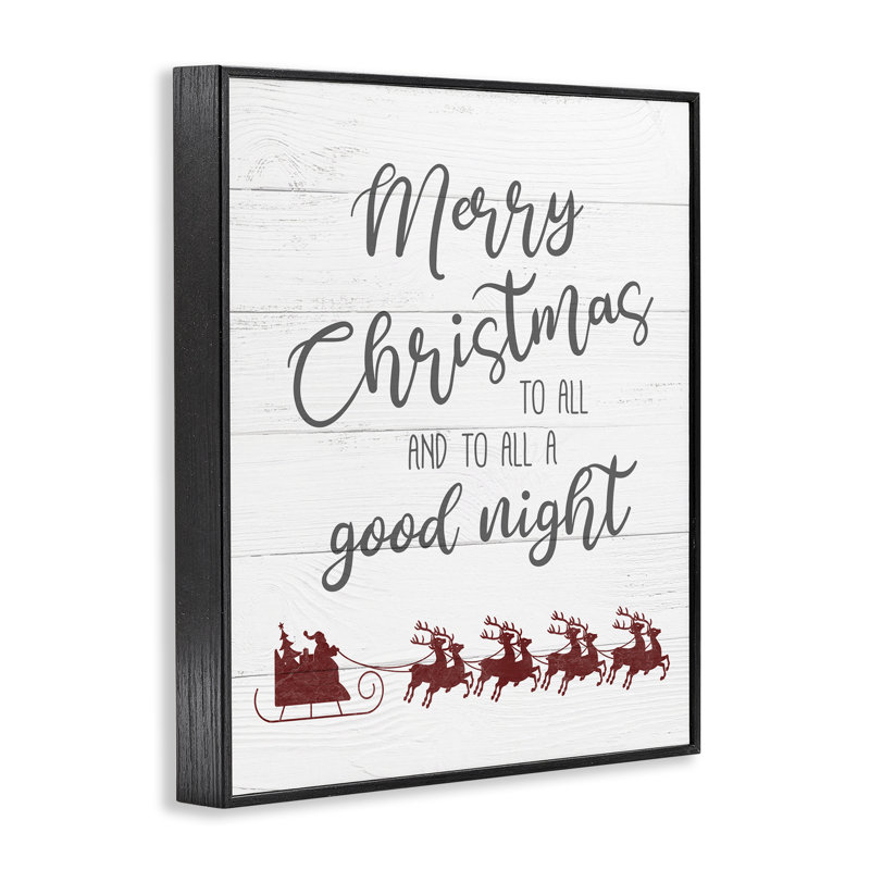 To All A Good Night, estampe numérique de Noël par Carol Robinson, H 14 po x l 11 po, Giclée encadrée noir minuit