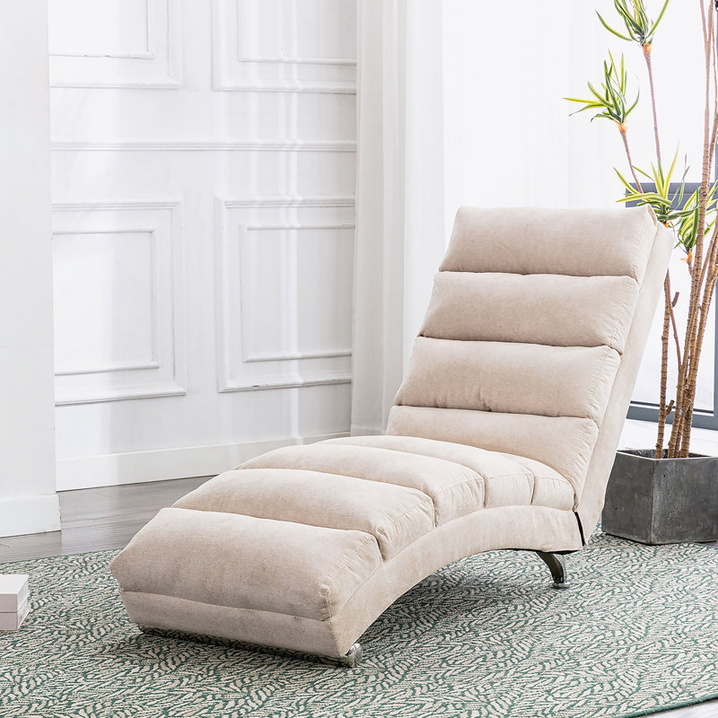 Chaise longue en lin, chaise longue moderne pour bureau ou salon, Beige, Argent