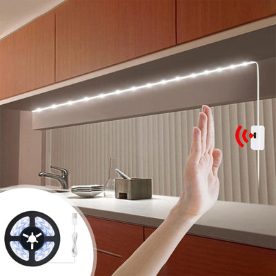 Motion Sensor Strip- LED Counter Lights- Upgraded USB Power Supply Operated LED Strip For Wardrobe-Stair-Pantry-Under Cabinet-Cupboard-Bed-Locker