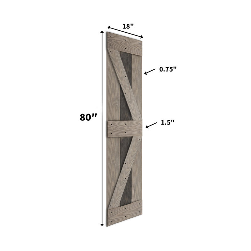 80''H Embossing Knotty Pine Wood Bi- Fold Barn Door With Hardware Kit, Unfinished, 36" x 80"