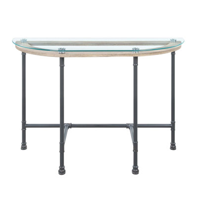 Table de canapé moderne avec plateau en verre et structure en métal robuste