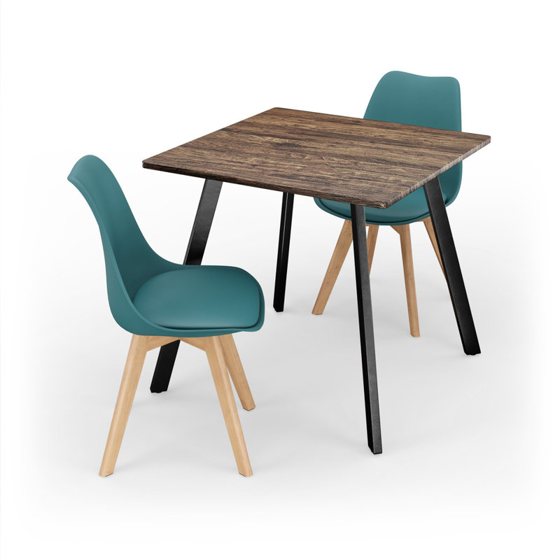 2 - Person Dining Set, Rustic Oak / White
