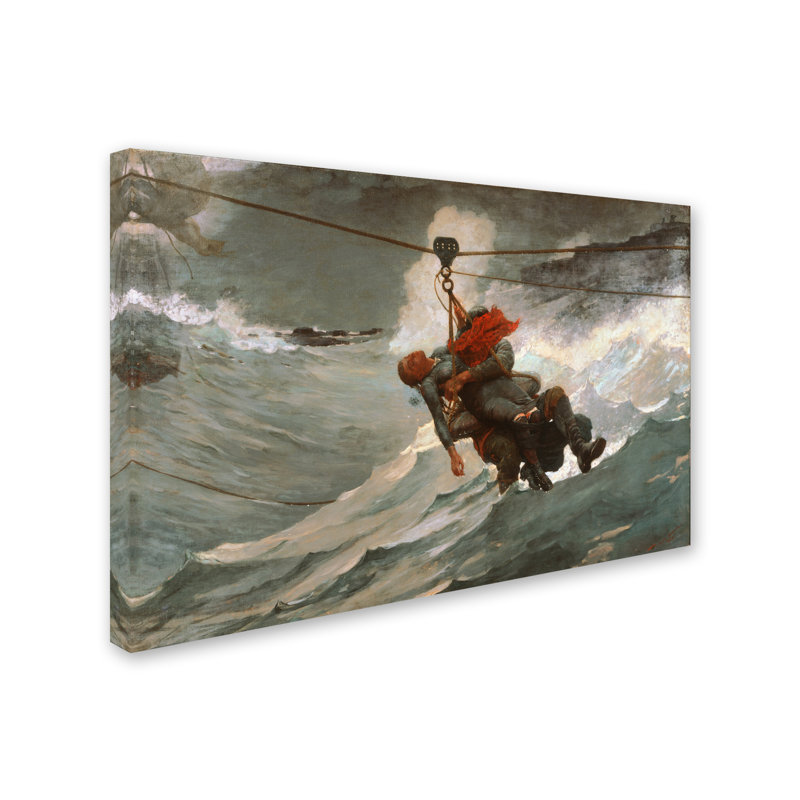 «The Life Line» par Winslow Homer - impression sur toile tendue, H 12 po x l 19 po