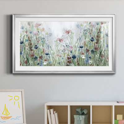 Champ de fleurs sauvages - reproduction d'art encadrée de qualité supérieure - prête à être accrochée