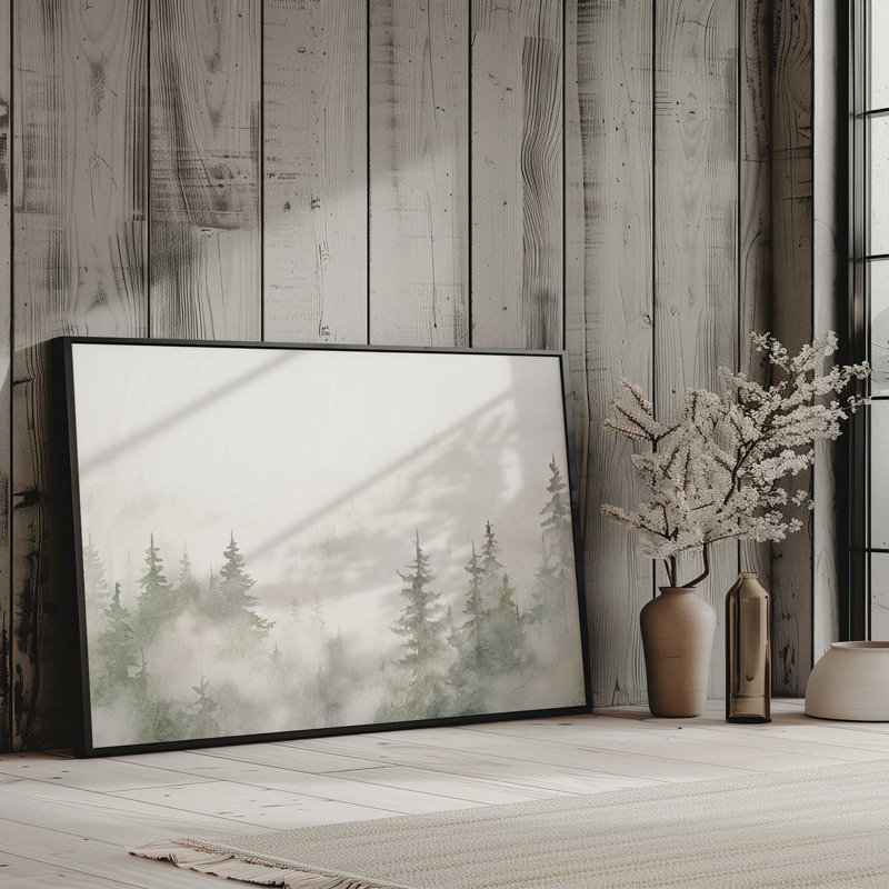Misty Forest Scene, reproduction dans un cadre, Citronnelle, H 13,25 po x l 17,25 po