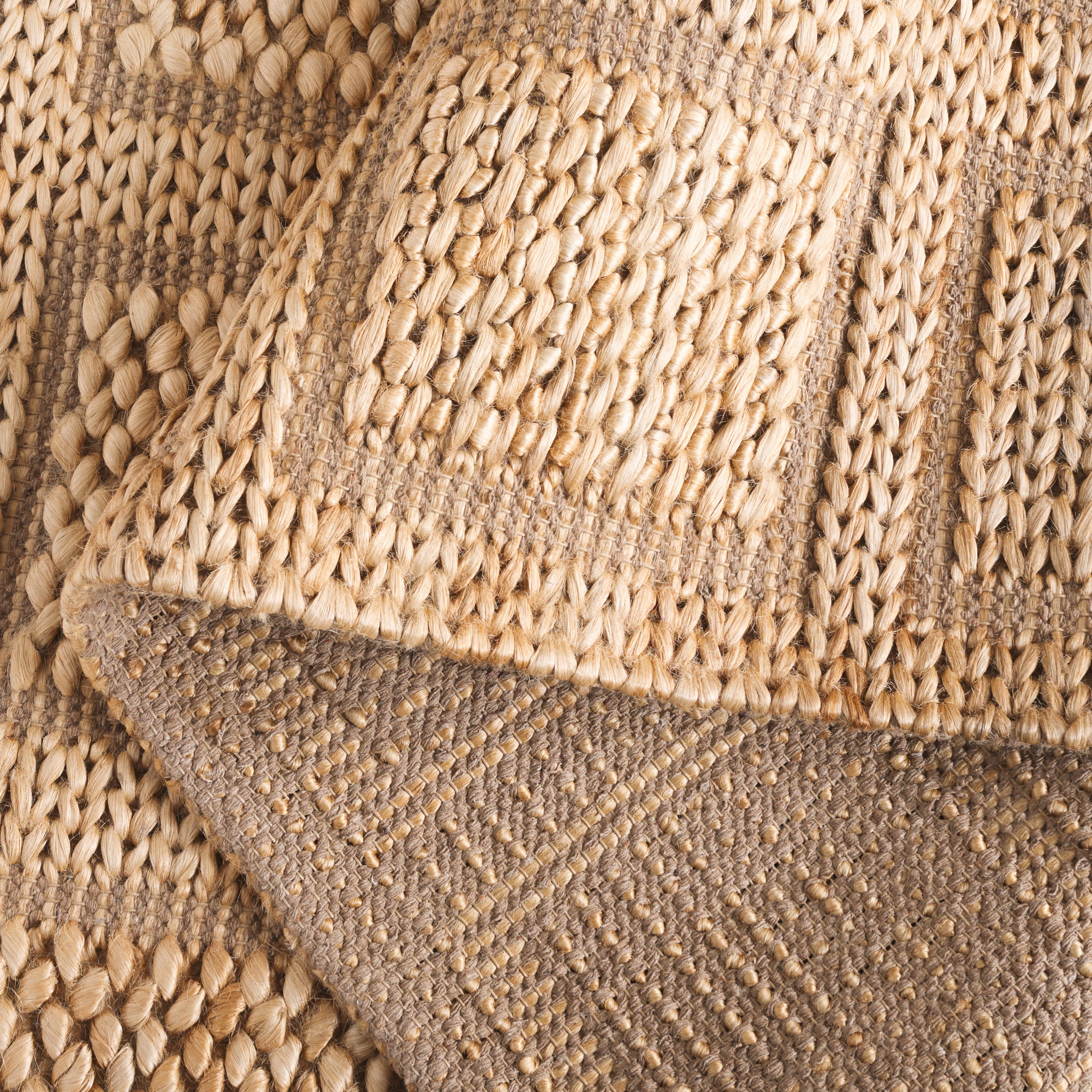 Farnborough Natural Fiber Pit Loomed Jute Plaid Rug, Rectangle 5' x 8'