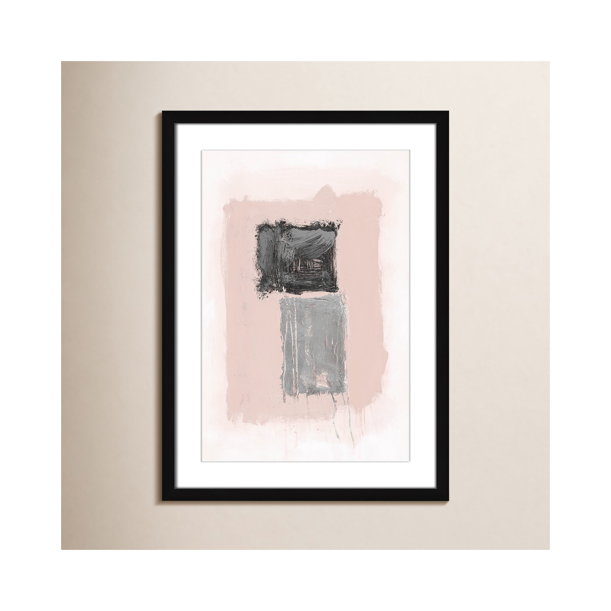 Pink, Black And Silver Shimmer II by Casa Fine Arts, Black Matted Picture Framed, 23" H x 17" W x 1.25" D