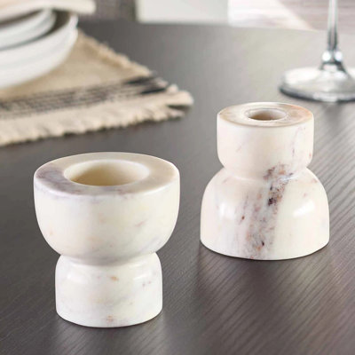 Ensemble de porte-bougie en marbre 2 pièces, décor luxueux pour tables de salle à manger