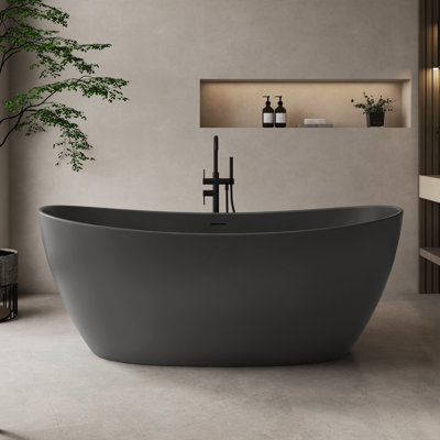 65" x 33" Freestanding Bathtub Solid Surface Stone Resin Soaking Tub