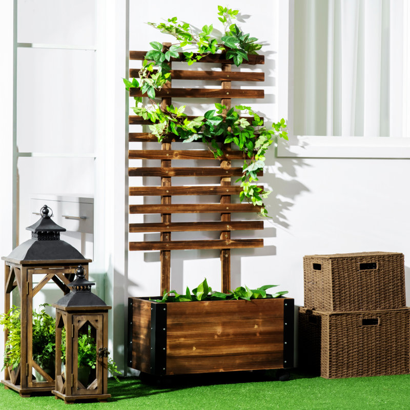 Lit de jardin surélevé avec treillis Outsunny