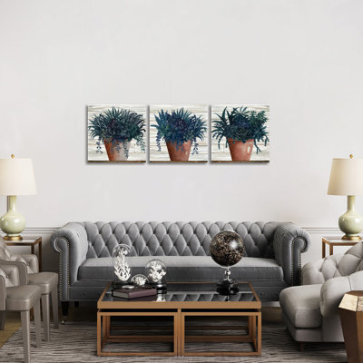 Remarkable Succulents Triptych - ensemble d'art mural sur toile - Toile tendue (ensemble de 3)