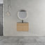 Armoire de salle de bain murale 28 po avec lavabo en acier inoxydable et tuyau de vidange flexible, porte à fermeture en douceur, contreplaqué, emballage KD