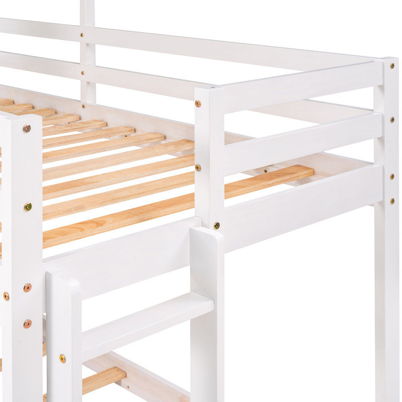 Lit simple au-dessus d'un lit superposé blanc - construction avec pour une utilisation sécuritaire et pratique, Blanc