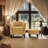 Velvet Accent Chair with Ottoman, Modern Barrel Chair Armchair for Living Room, Bedroom-1339113839