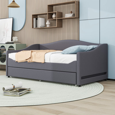Upholstered Daybed with LED lights and a Twin Size Trundle by Winston Porter