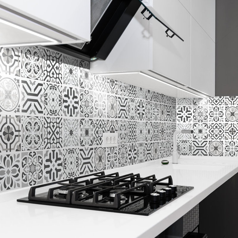 Novi Cement Azulejo Wall Tile Sticker Set 15cm x 15cm PVC