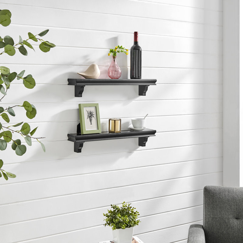Dov 2 Piece 24" Display Ledge Accent Shelf, Black