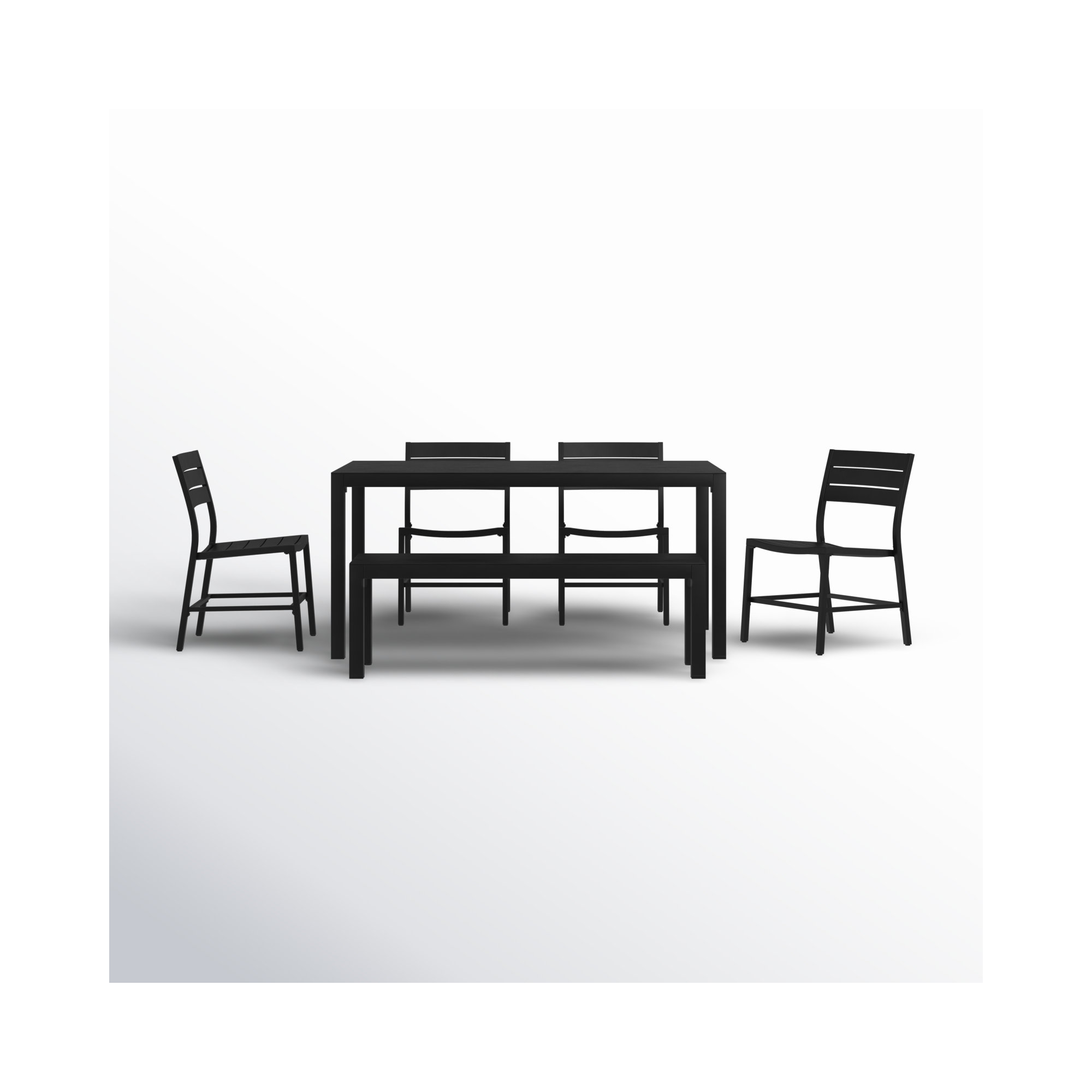 Armando 64'' Rectangular 6 - Person Outdoor Dining Set, Black