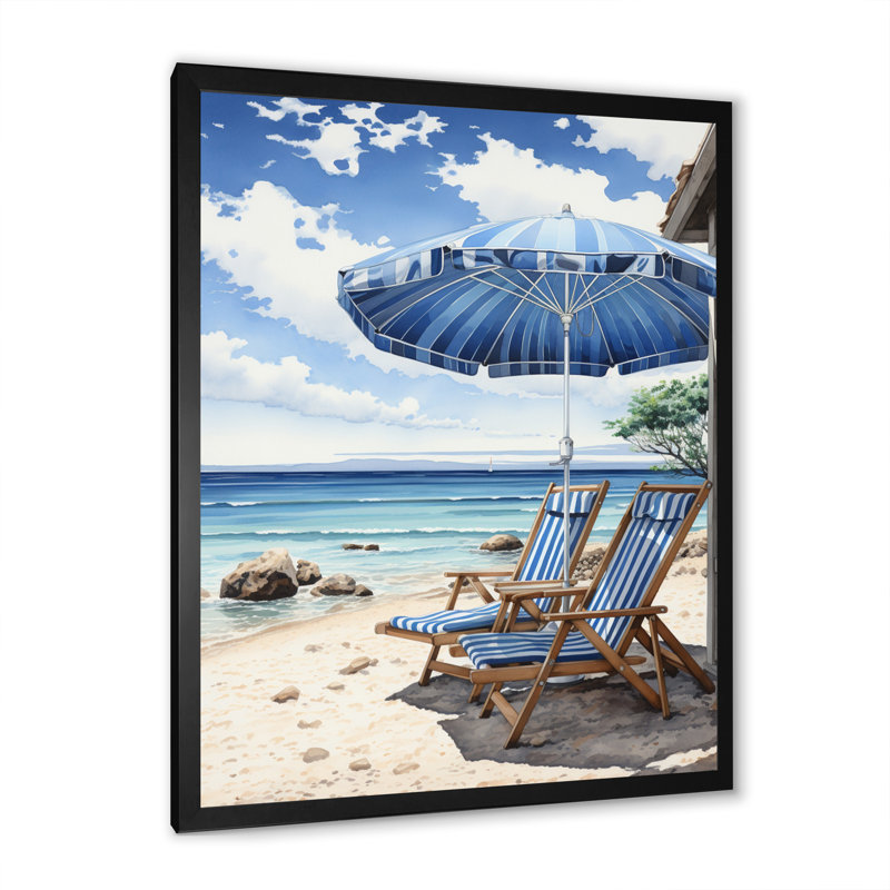 Beach Sandy Escape Pointillism I " Beach Sandy Escape Pointillism I ", Black Picture Framed, 32" H x 24" W x 1" D