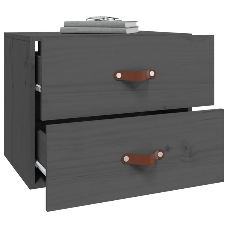 Uckfield 50cm W Solid Wood Bedside Table, Grey