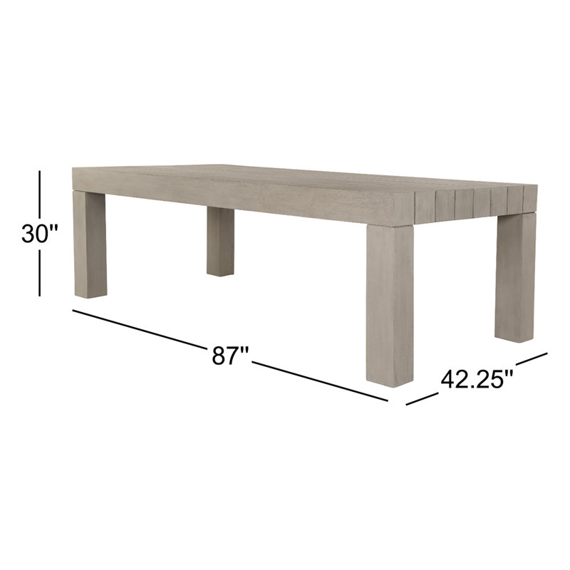 Sonora Outdoor Teak Dining Table, Weathered Gray