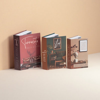 Hidden Storage Book Set of 3, Colorful Faux Books with Openable Covers for Wedding, Housewarming, Tabletop and Shelf Styling