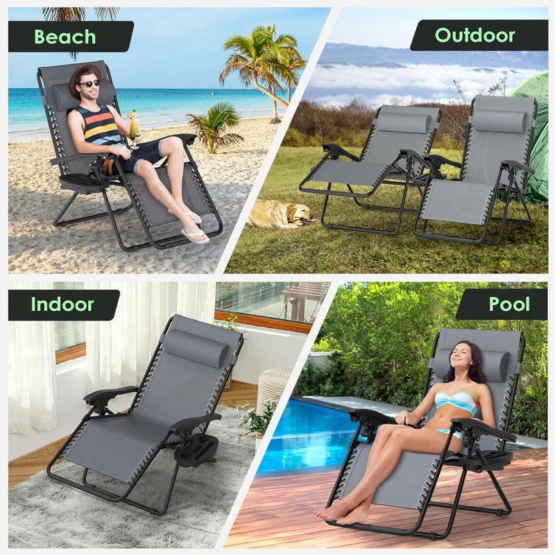 Tanesia Folding Recliner Chair, Gray