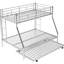 Lit superposé simple au-dessus d'un lit double avec structure en acier fiable et lit gigogne durable en métal à finition argentée - deux échelles-419685365