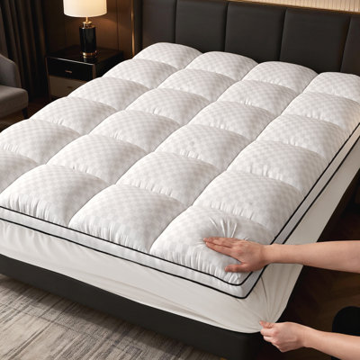Queen Mattress Topper, 1000GSM Ultra Thick Black Mattress Pad, Soft & Supportive Pillow Top, 8-21 Inch Deep Pocket, Firm Bed Topper for Cooling, Hypoallergenic Mattress Protector