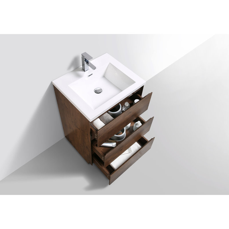Hargrave 23.5'' Single Bathroom Vanity Base Only, Rosewood