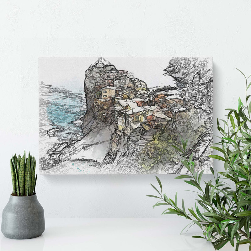 View Of Cinque Terre In Italy In Abstract - Wrapped Canvas, 60cm H x 91cm W x 3cm D