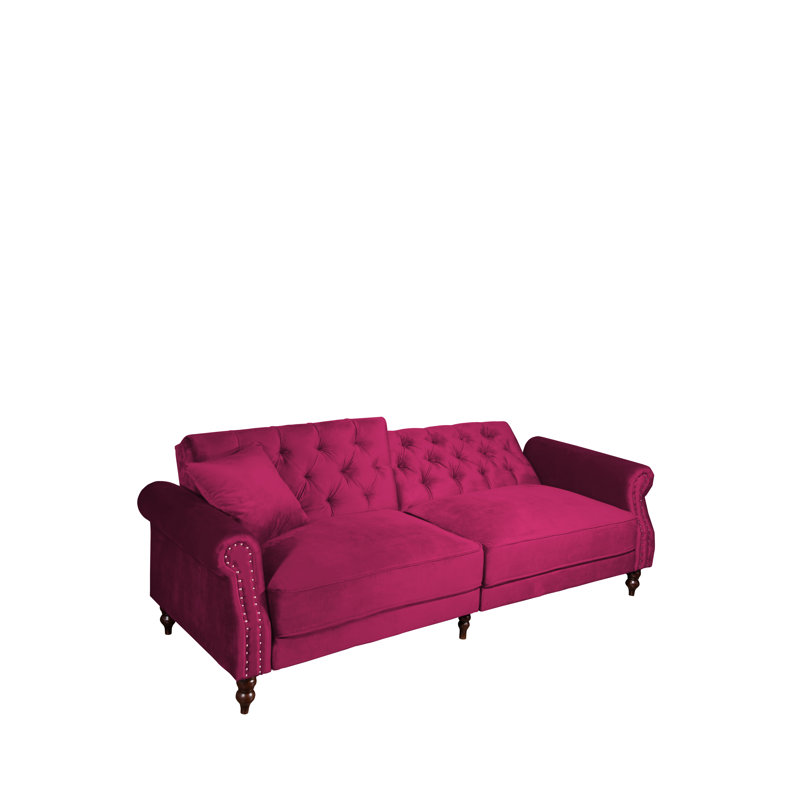 87.8'' Velvet Sofa, Wine Red Velvet