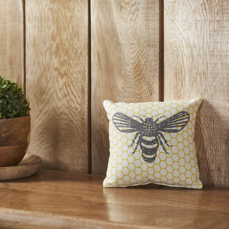Buzzy Bees Geometric Cotton Reversible Throw Pillow