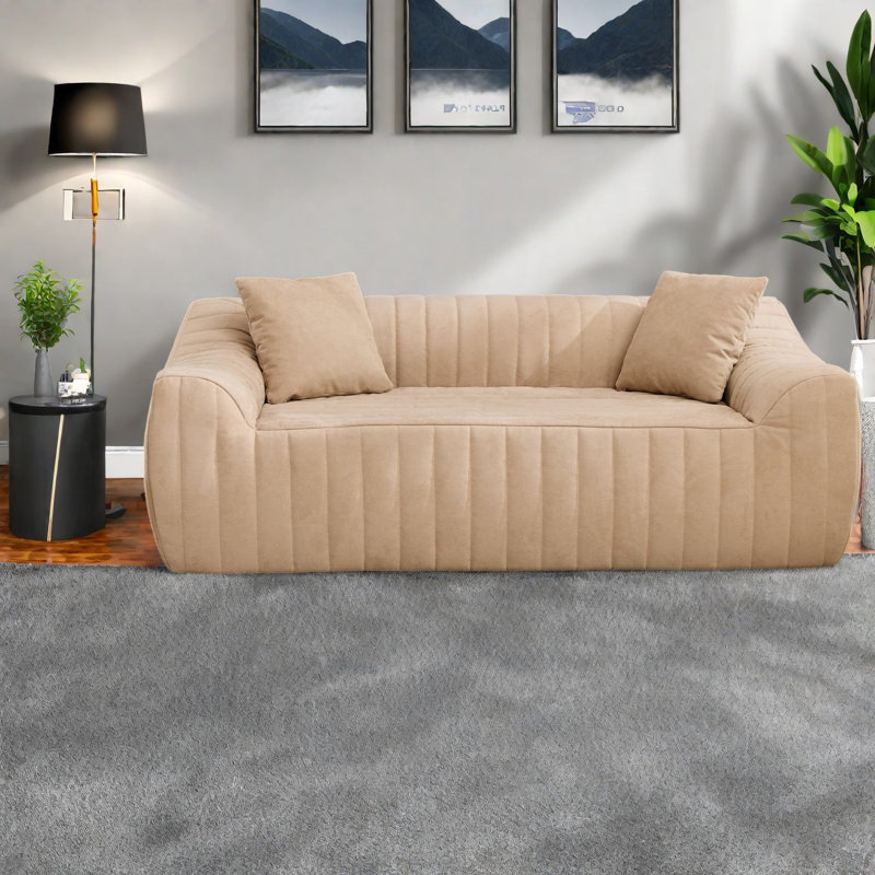 Canapés à compression, canapé deux places moderne et spacieux en similicuir de 198 cm pour la maison, Tanné