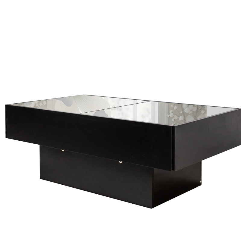 Table basse coulissante avec rangement caché pour le salon et la chambre à coucher, panneau de particules de 15 mm de largeur, 38,81 de profondeur, 19,4 de largeur, 14,62 de hauteur, 69,66 lb de poids avec plateau extensible