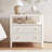 28" Fluted Nightstand Set of 2 with Charging Station, 2 Drawers & Open Shelf, Solid Wood Legs,Cream White-121591851-120830560